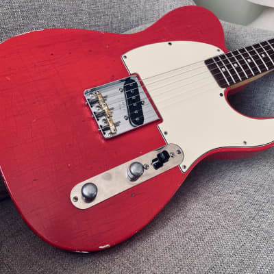 Tele Esquire Style Guitar Aged Fiesta Red Nitrocellulose Reverb