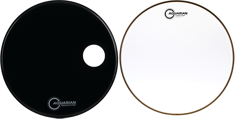 Aquarian Drumheads Regulator Ported Black Glass Bass Drumhead Reverb