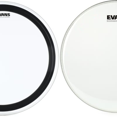 Evans EMAD Clear Bass Drum Batter Head 24 Inch Bundle With Reverb