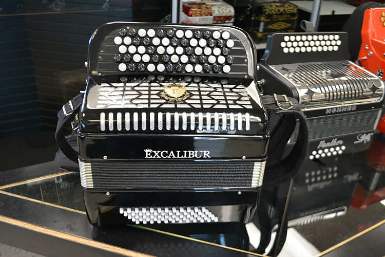 Excalibur Chromatic Bass Button Accordion Black Polish Reverb