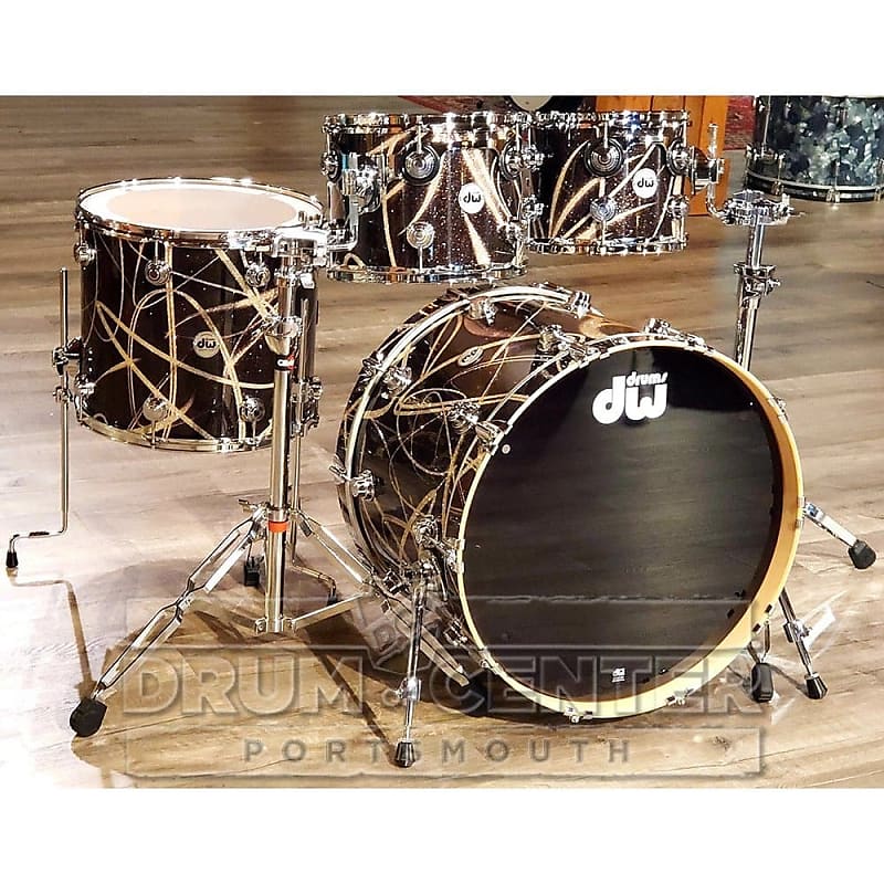 Dw Collectors Maple Pc Drum Set Smoke Glass Contrails Reverb