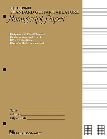 Guitar Tablature Manuscript Paper Standard Reverb