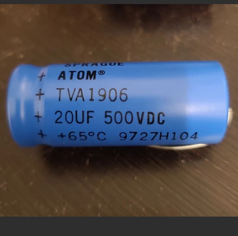 Sprague Atom TVA1906 20uF 500VDC Electrolytic Capacitor Reverb