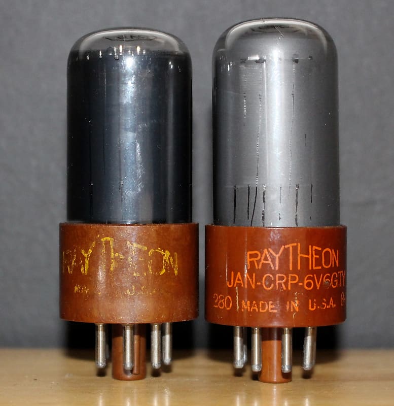 RAYTHEON 6V6GT VT107 PERFECT MATCH PAIR BLACK BOX PLATE D Reverb