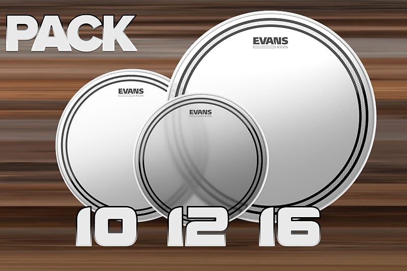 EVANS EC2 FROSTED TOM ROCK DRUM HEAD PACK 10 12 16 Reverb