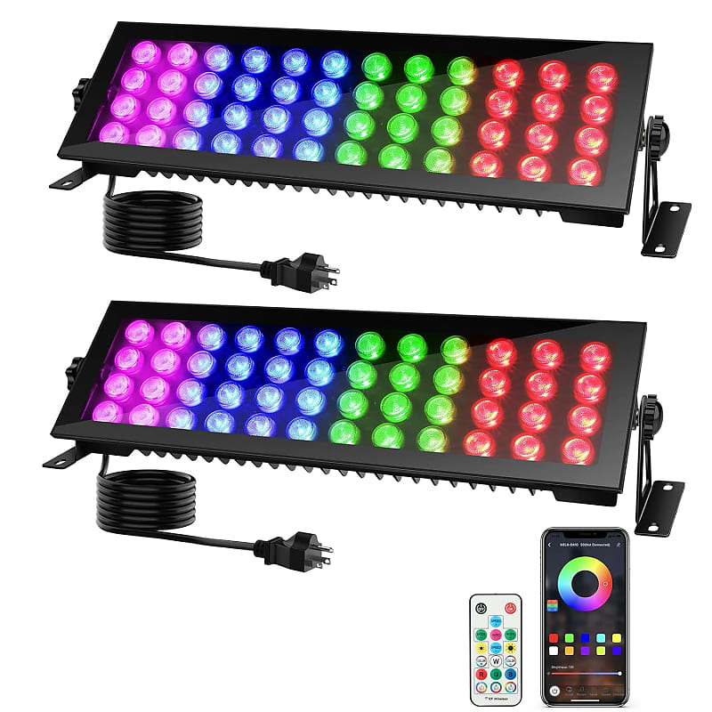 Led Stage Wash Light Bar 2 Pack 96W Rgb Ip66 Waterproof Reverb