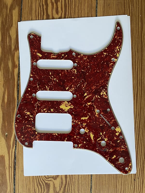 Pickguard 62 HSS Stratocaster Aged No Cover Routing Red Reverb