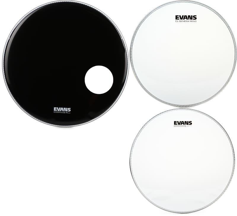 Evans Eq Resonant Black Bass Drumhead Inch With Port Reverb