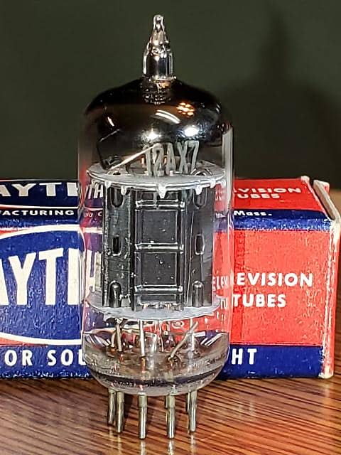 12AX7 Raytheon 1950 S Square Getter Tall Black Plate Reverb