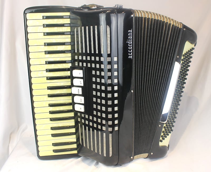 5954 Black Excelsior Accordiana 606 Piano Accordion LMM 41 Reverb