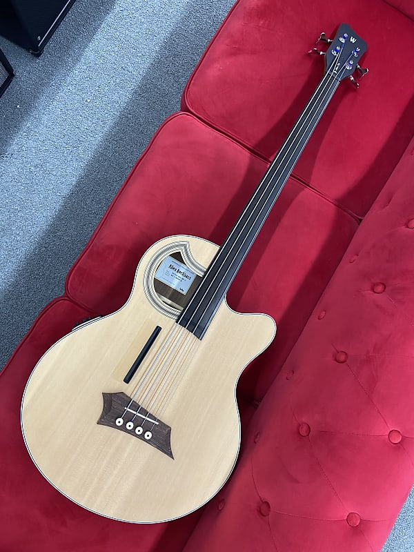 Warwick Alien Rockbass Fretless Acoustic Bass Natural Reverb