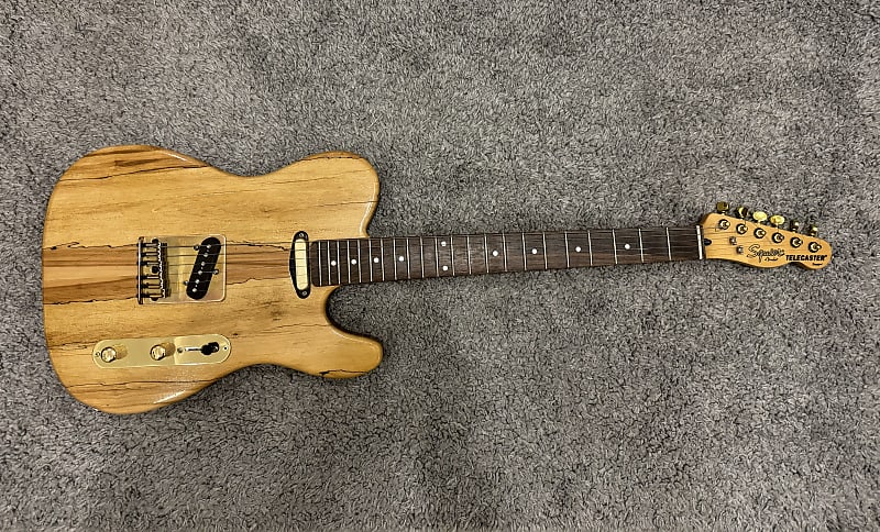 Squier Telecaster Partscaster Exotic Spalted Tele Blonde Reverb