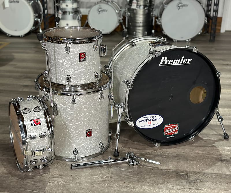 Used Premier Xpk Pc Drum Set White Marine Pearl Reverb