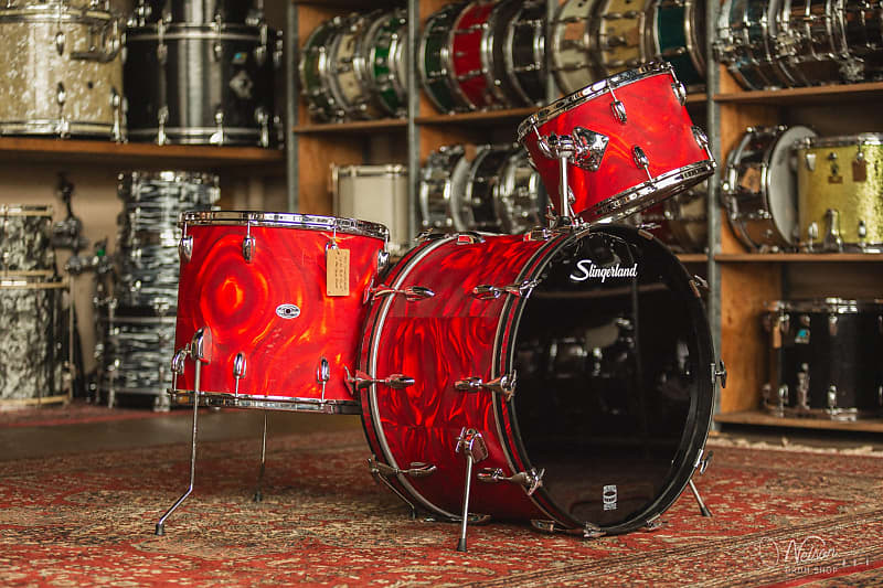 S Slingerland In Red Satin Flame X X X Reverb