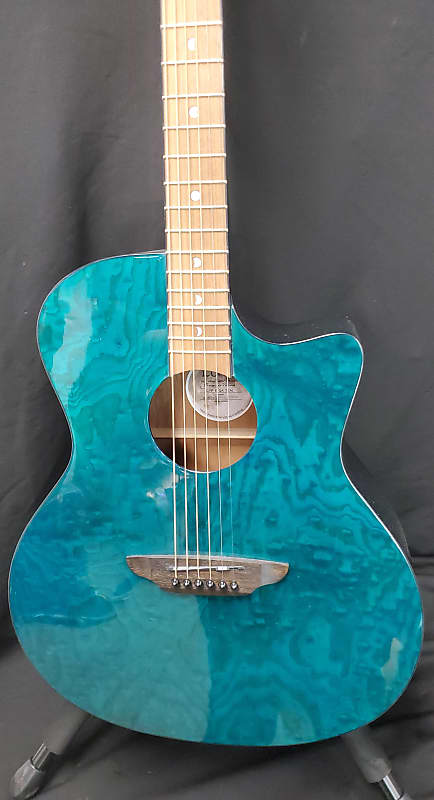 Luna Gyp E Qa Teal Gypsy Quilt Ash Cutaway W Electronics Reverb