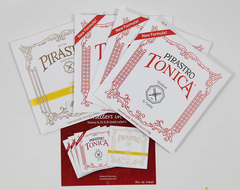 Pirastro Tonica E Gold Label Violin String Set Medium E Ball Reverb