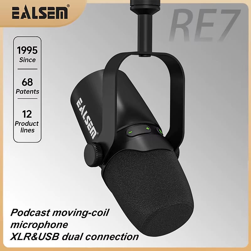 Ealsem Re Cardioid Dynamic Microphone Present Black Reverb