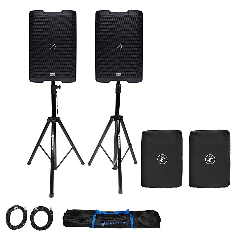 2 Mackie SRM210 V Class 10 2000w Powered Bluetooth PA DJ Reverb