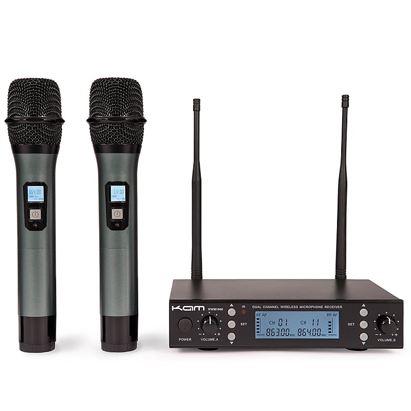 KAM UHF Multi Channel Professional Wireless Microphone Reverb UK