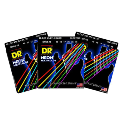 3 Pack DR NPE 10 Neon Hi Def Pink Electric Guitar Strings K3 Reverb