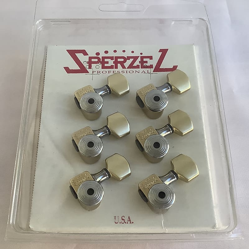 Sperzel 6 In Line Trim Lock Tuners Satin Gold With Chrome Reverb