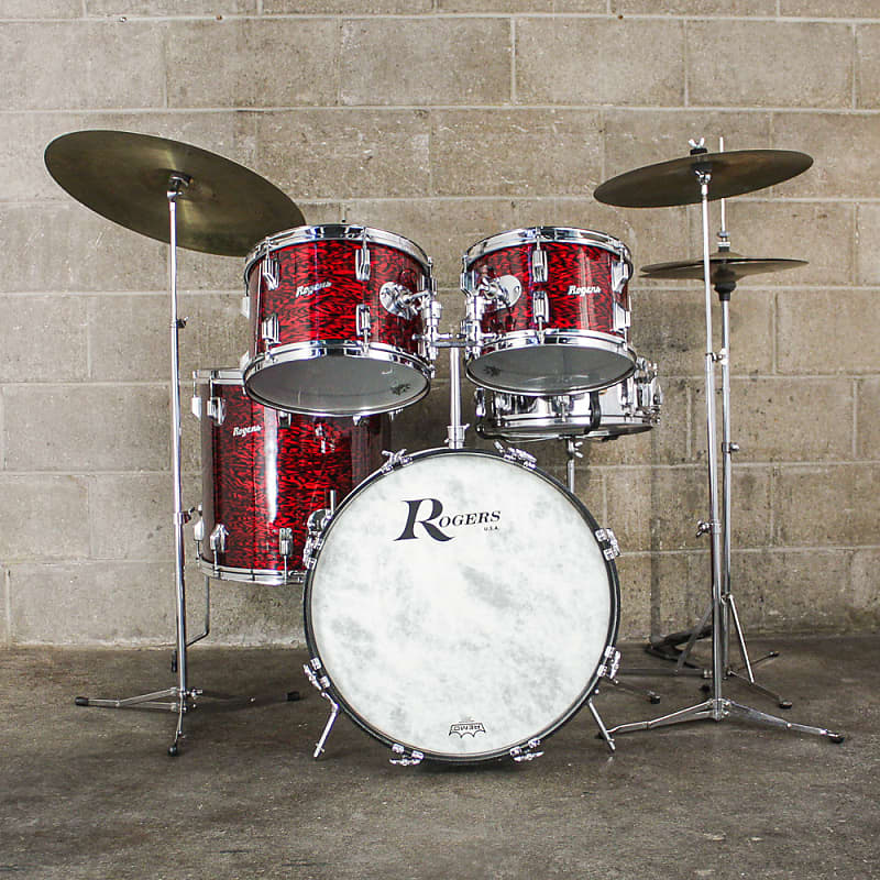 Rogers Late S Holiday Red Onyx Pearl Piece Drum Kit Reverb