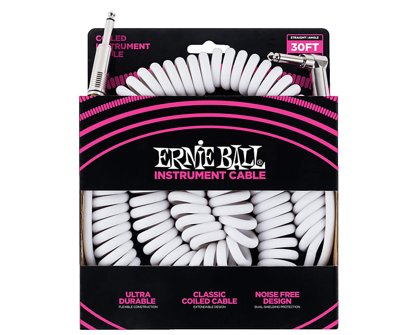 Ernie Ball 30 Ultraflex Coiled White Guitar Cable Reverb Australia