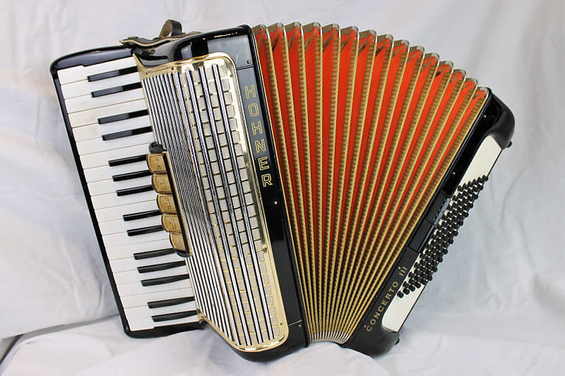 Black Gold Hohner Concerto Iii Piano Accordion Lmm Reverb