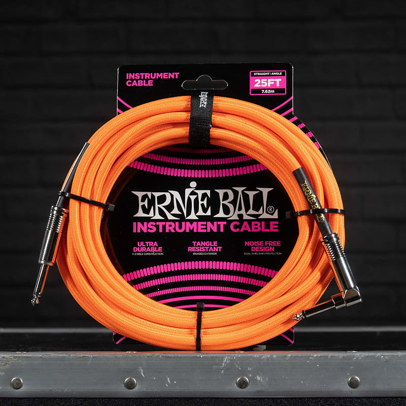 Ernie Ball 25 Ft Braided Straight Angle Instrument Cable Reverb