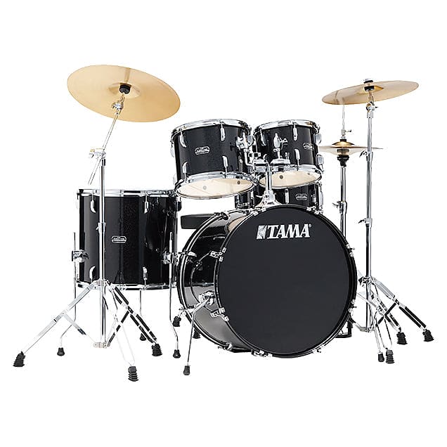 Tama Stagestar Complete Piece Drum Kit With Cymbals Black Reverb