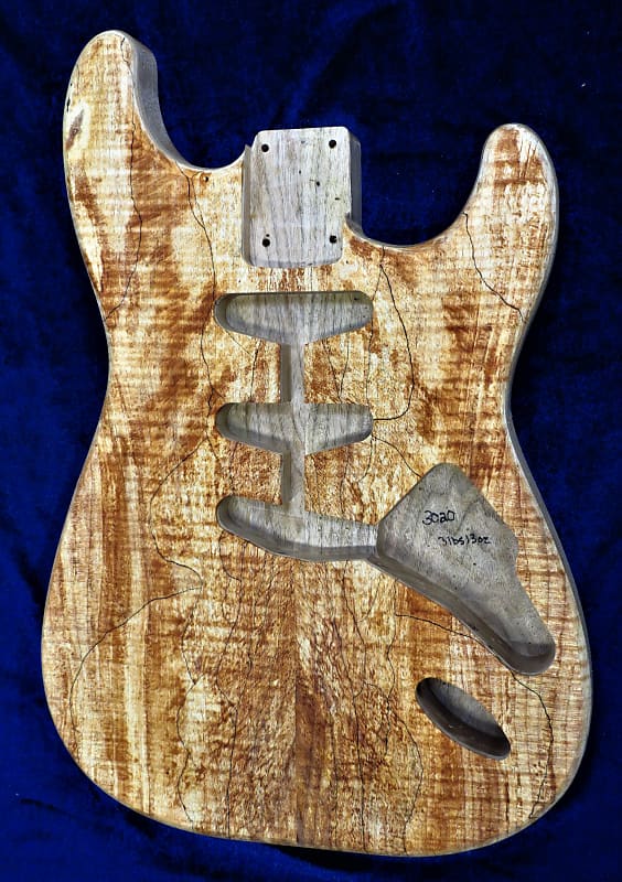 Project Spalted Maple Top Butternut Wood Strat Style Body Reverb