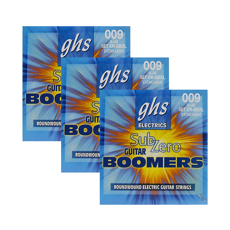 3 Pack GHS CR GBXL Sub Zero Boomers Extra Light Strings For Reverb