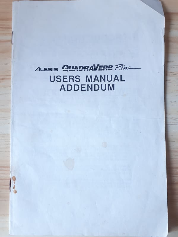 Users Manual Addendum For Alesis Quadraverb Plus 1991 Reverb