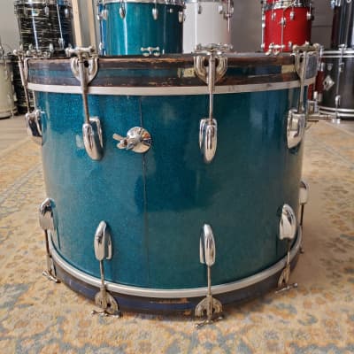 Slingerland 1950s Radio King Aqua Blue Sparkle 22 16 13 Reverb