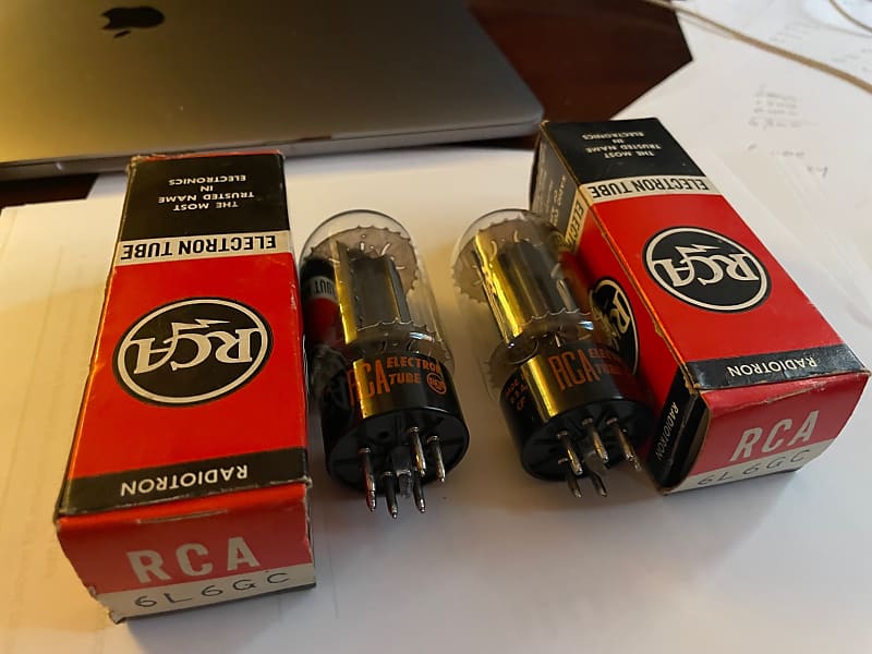 NOS Pair Vintage RCA 6L6GC Black Plate Amplifier Tubes Reverb