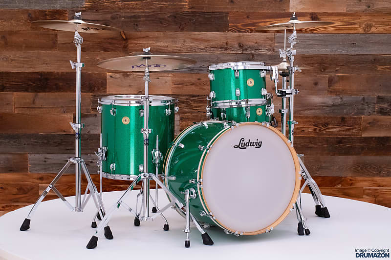 LUDWIG CONTINENTAL 4 PIECE DRUM KIT GREEN SPARKLE Reverb