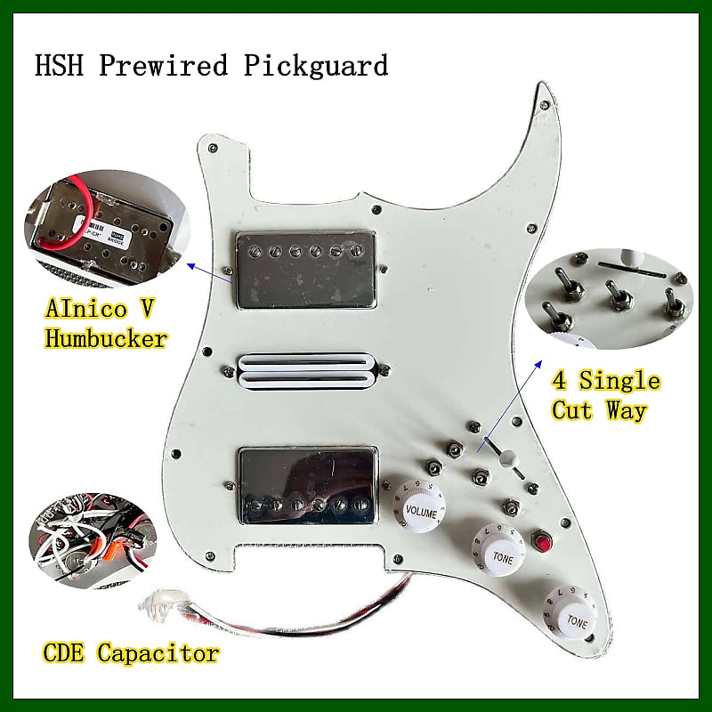 Aged White HSH Guitar Loaded Prewired Pickguard Alnico Reverb