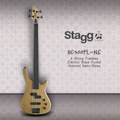 Stagg BC300FL Fretless Electric Bass Guitar 4 String Fusion Reverb