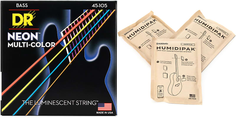 Dr Strings Nmcb Hi Def Neon Multi Color K Coated Bass Reverb