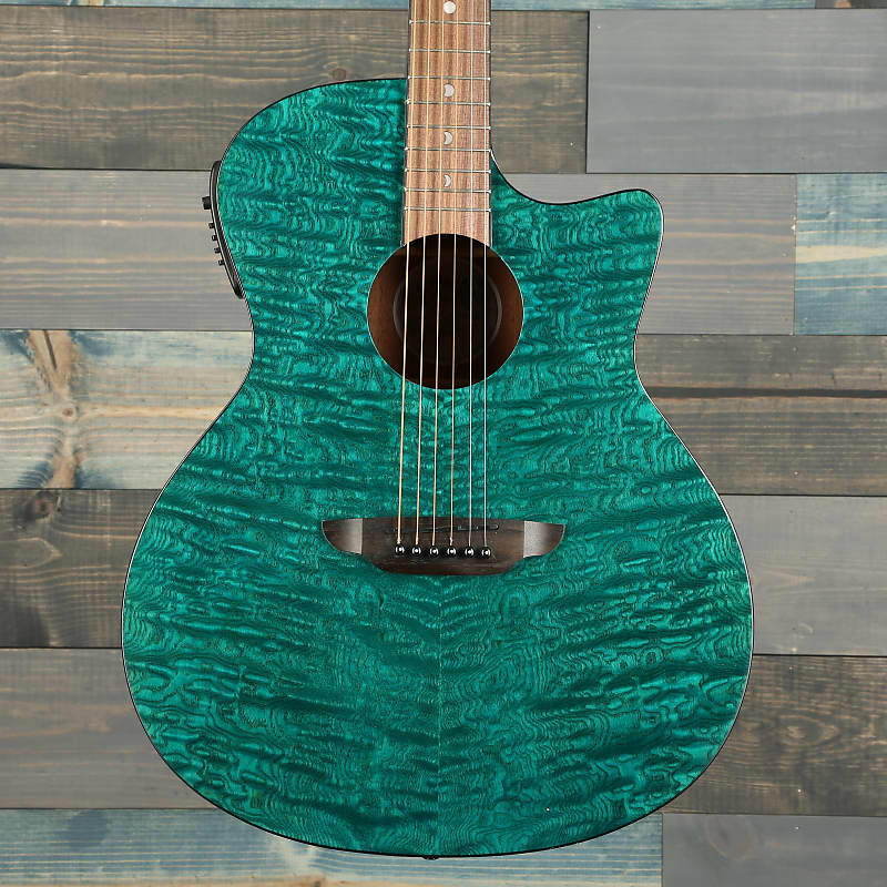 Luna Guitars Gyp E Qa Teal Gypsy Quilt Ash A E Trans Teal Reverb