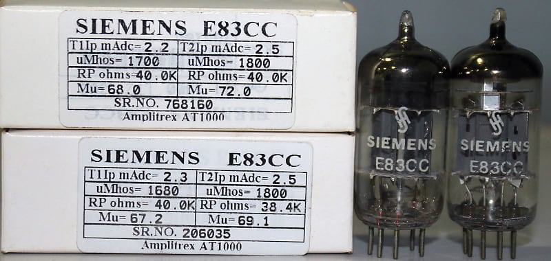 1 Matched Pair 2pcs E83CC 12AX7 Siemens Triple Mica Made Reverb UK