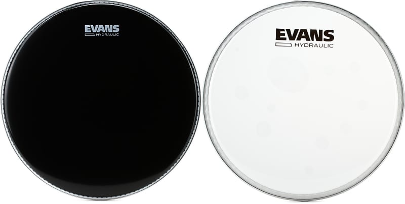 Evans Hydraulic Black Drumhead Inch Bundle With Evans Reverb