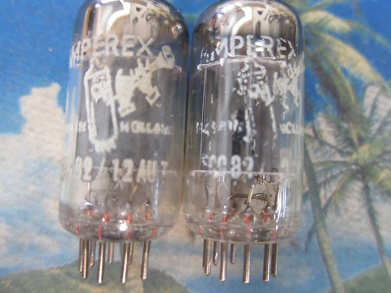 Pr Amperex Bugle Boy 12AU7 ECC82 Foil D Getter Long Plate Reverb