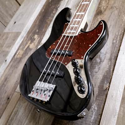 Warmoth J-style Custom Bass - Black with Tortoise Pickguard - Hard Case Included image 4