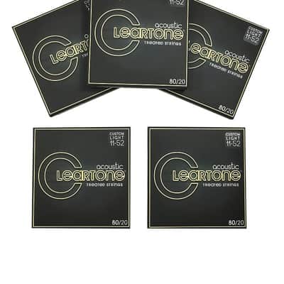 Cleartone Guitar Strings 5-Pack Acoustic 80/20 Bronze Custom Light 11-52 long life