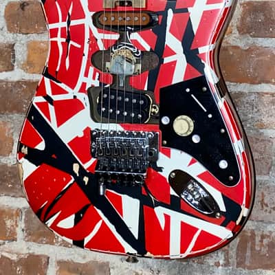 2021 EVH Striped Series Frankie Red / White / Black Stripes Relic , In Stock Best Deal on the Planet image 1