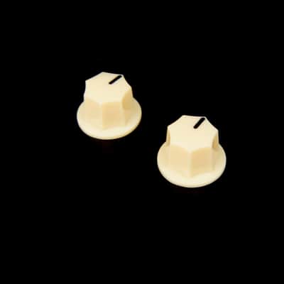 2x Control Knobs For Jaguar Mustang Style Guitar JB or Pedal, 1/4" Shaft, Cream (adjustable)