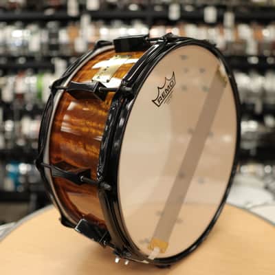 Pork Pie 7x14" Maple/Bubinga Snare Drum (Bubinga Hi-Gloss with Black Hardware) #2 image 11
