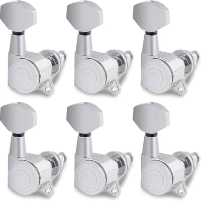 Guitar String Tuning Pegs Sealed Machine Heads Tuners Tuning Keys 6 In Line for Right Handed Electric Guitar or Acoustic Guitar Chrome. image 1