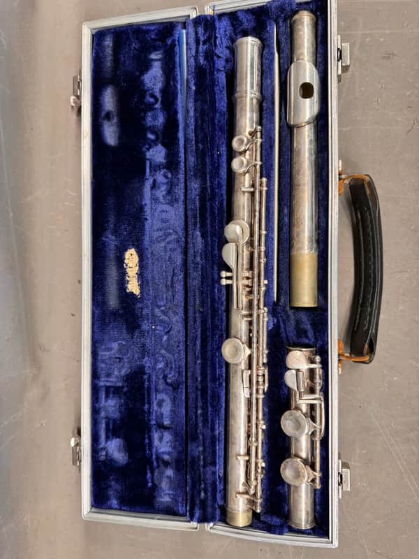Linton Elkhart Indiana Concert Orchestral Band Flute Silver 3027 1960s - Silver image 1